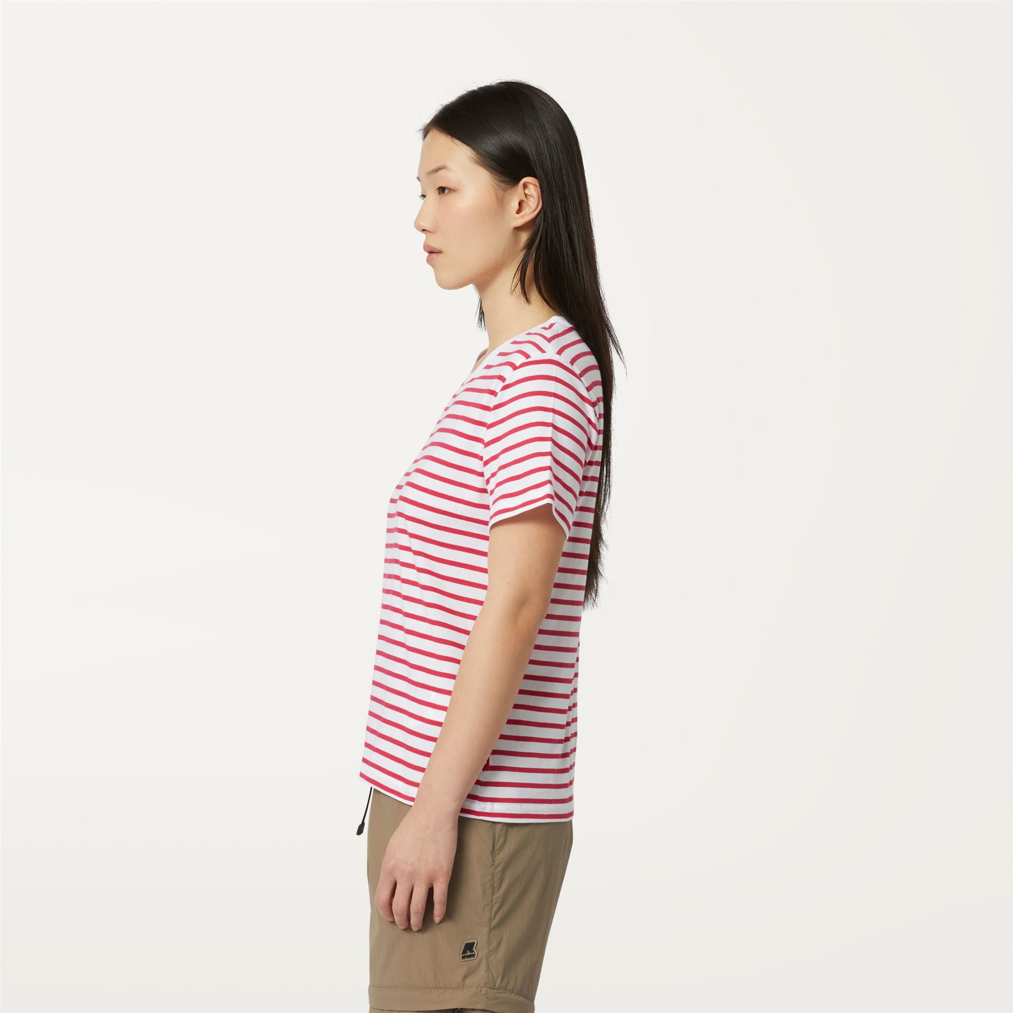 T-Shirts & Top_WOMAN_AMALIA STRIPES_T-Shirt_White - Red Berry - Commercial 5