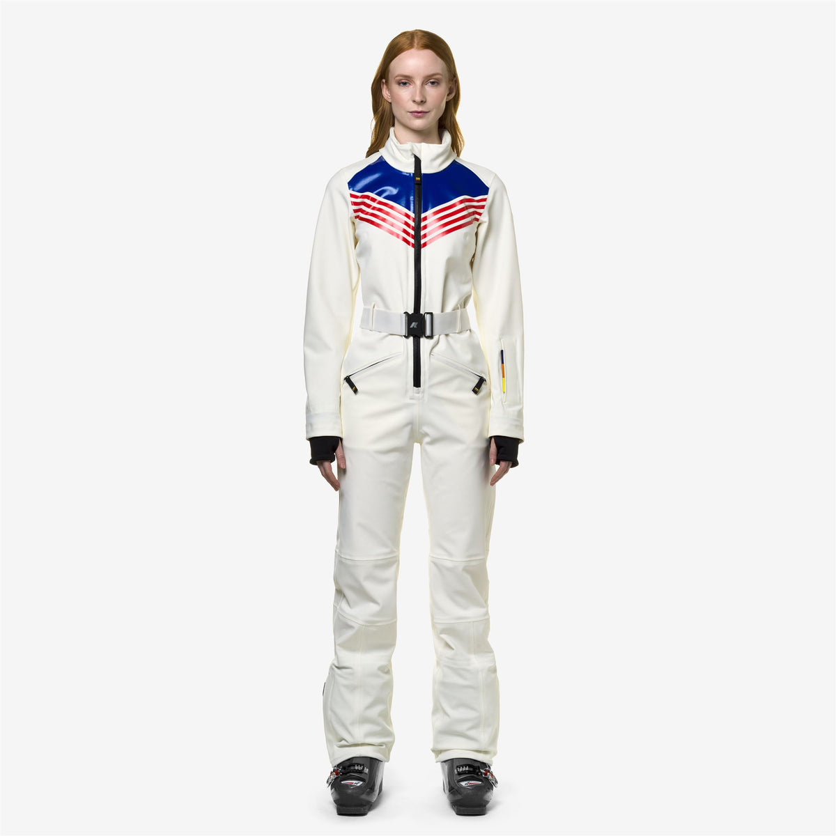 Sport Suits_WOMAN_LECHERE ICONIC LOGO_Coverall Suit_White G-Red-Blue R - Commercial 4