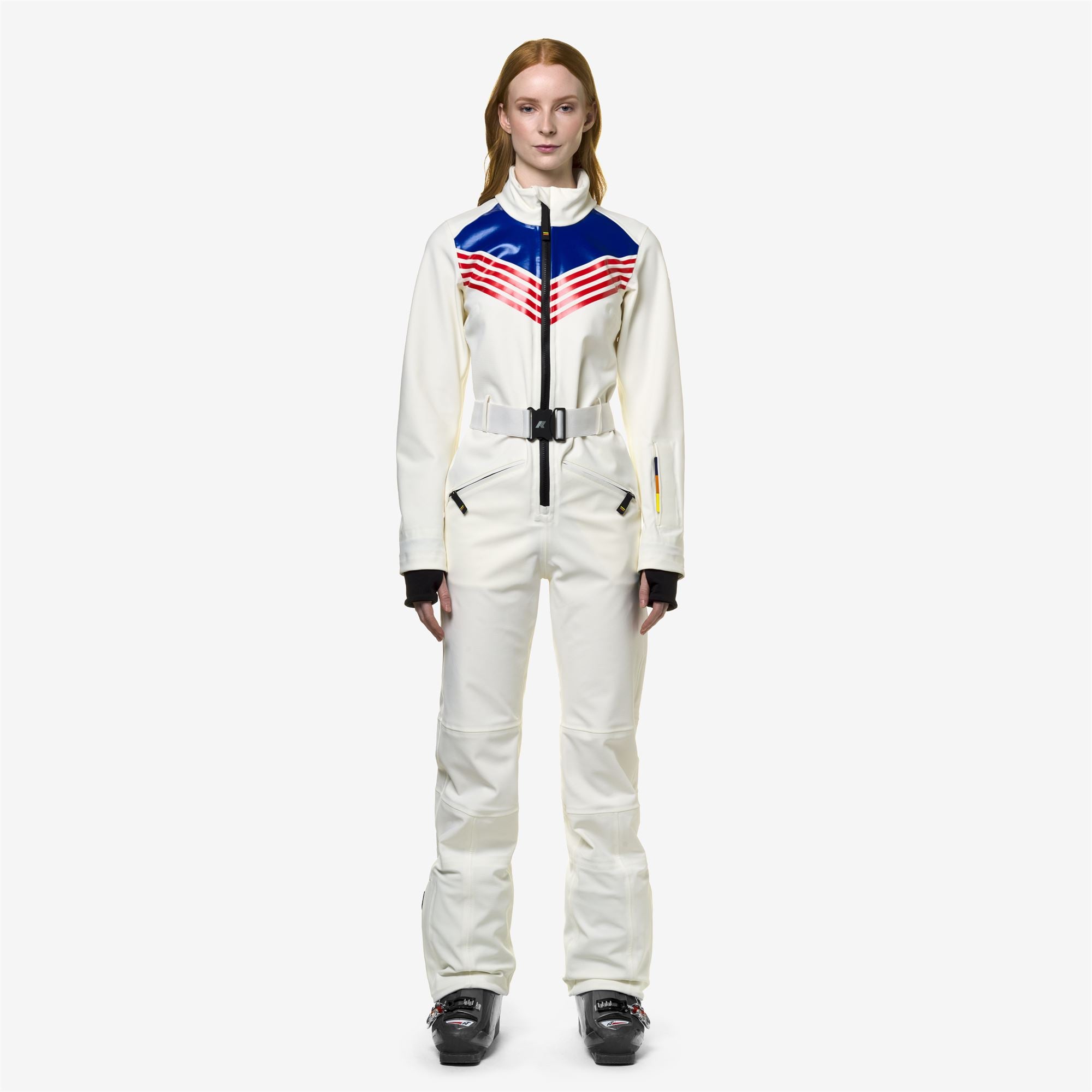 Sport Suits_WOMAN_LECHERE ICONIC LOGO_Coverall Suit_White G-Red-Blue R - Commercial 4