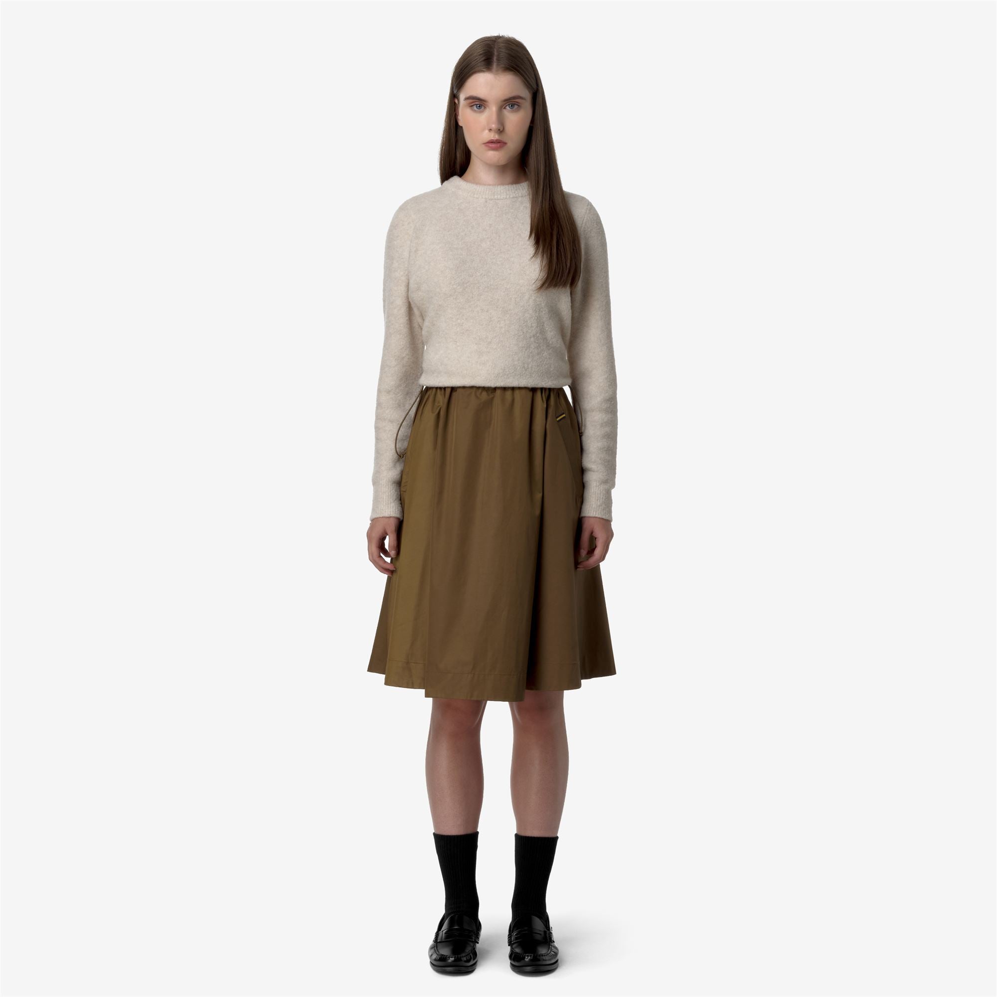 Skirts_WOMAN_GAELA SATIN_Longuette_Brown Corda - Commercial 4