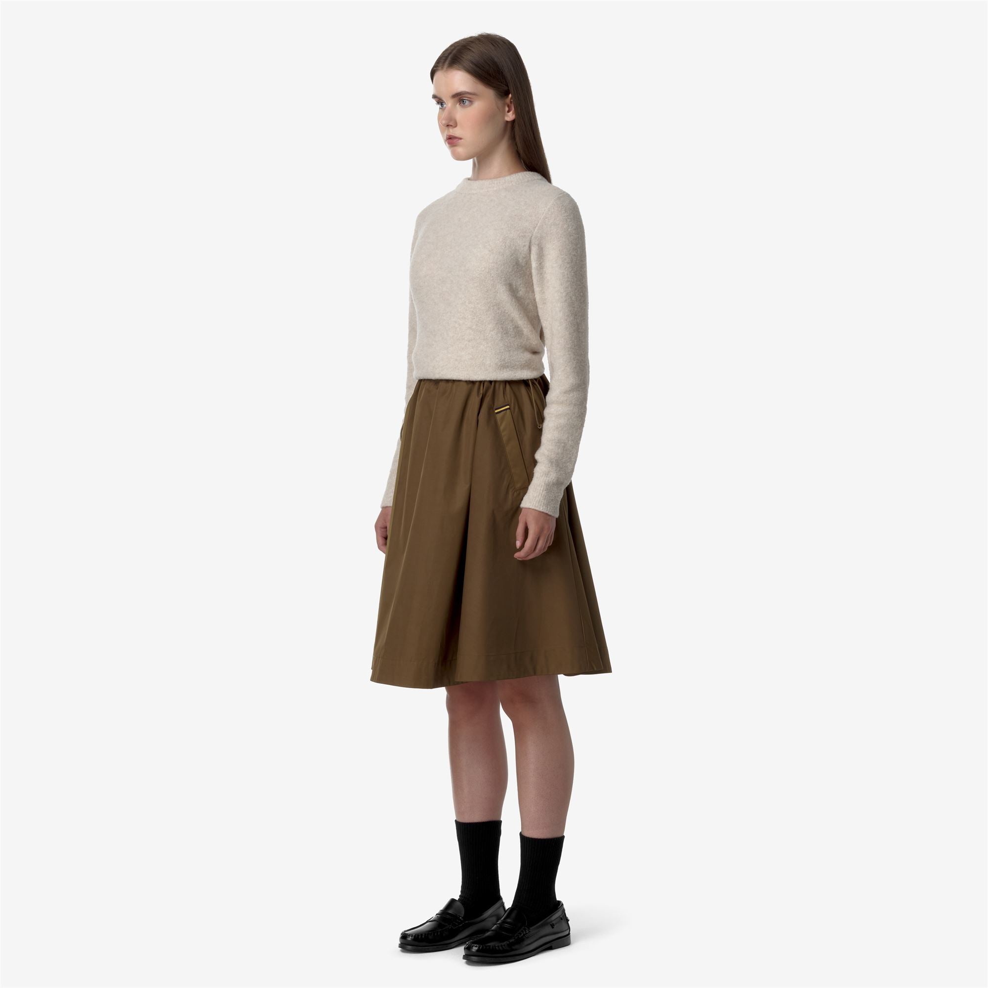 Skirts_WOMAN_GAELA SATIN_Longuette_Brown Corda - Commercial 5