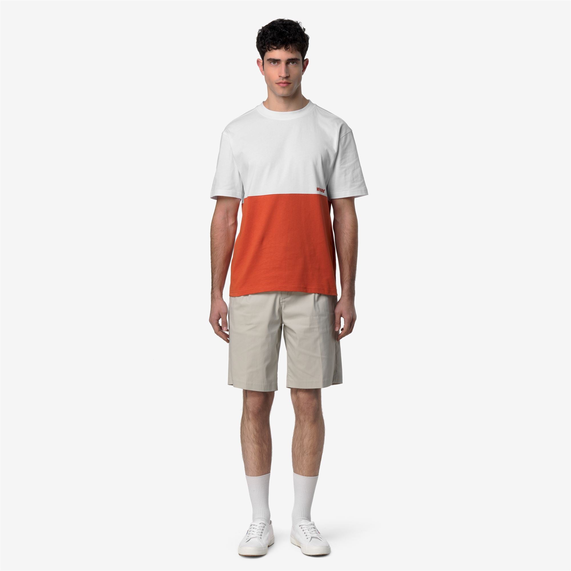 T-Shirts & Top_Man_SOLO JERSEY COLORBLOCK_T-Shirt_Orange Brownish - White - Commercial 4