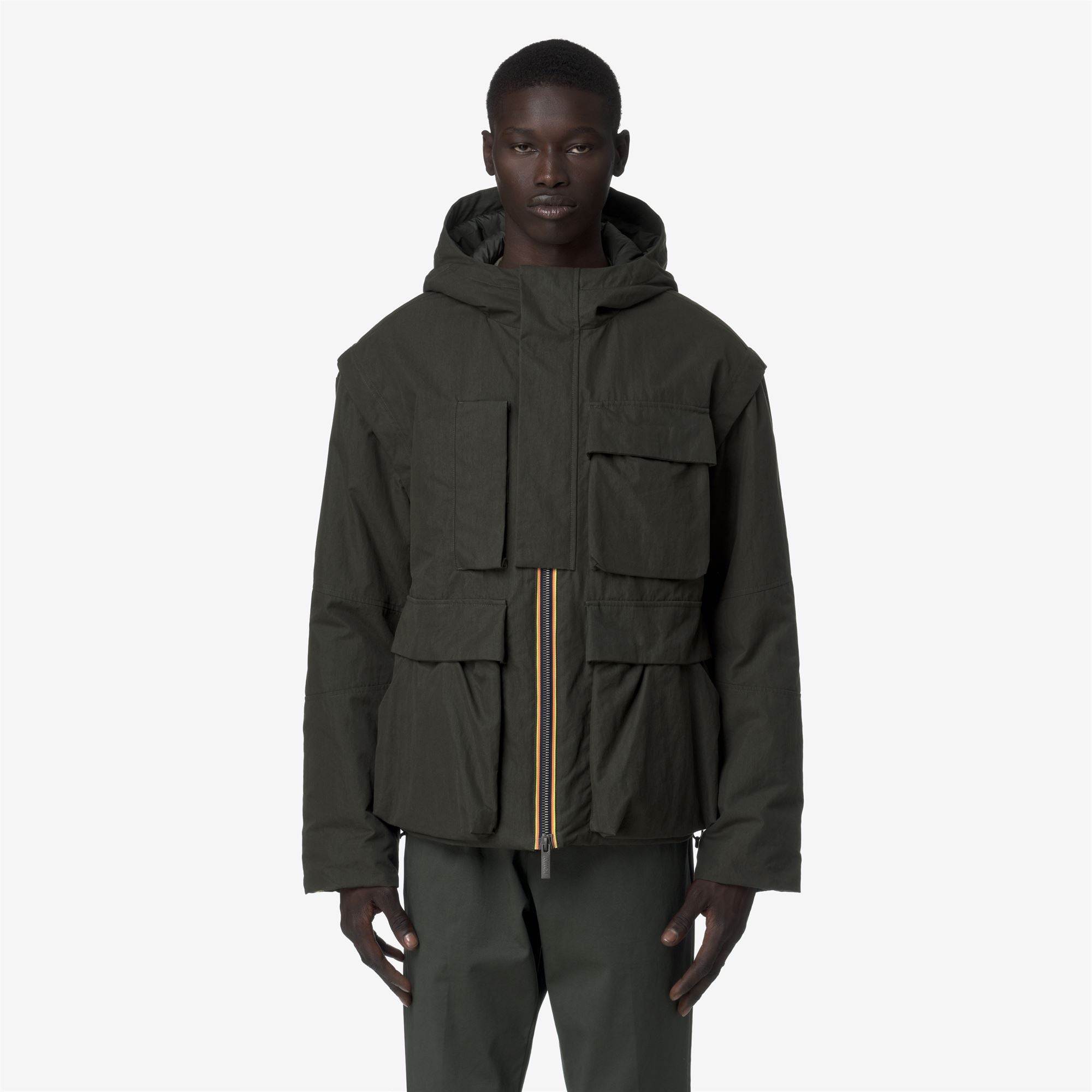 Jackets_MAN_GUILLERMO COTTON FEEL_Short_Green Blackish Combo - GREEN BLACKISH - Commercial 4