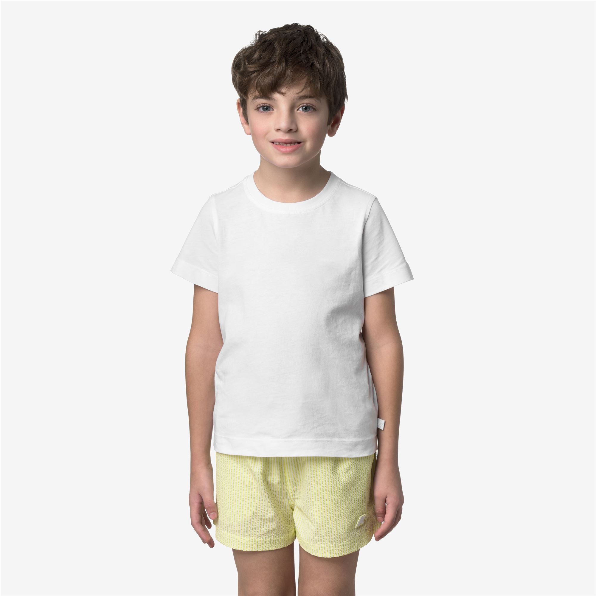 Bathing Suits_Boy_P. HAZEL STRIPES BEACH_Swimming Trunks_White - Yellow Lime - Commercial 4