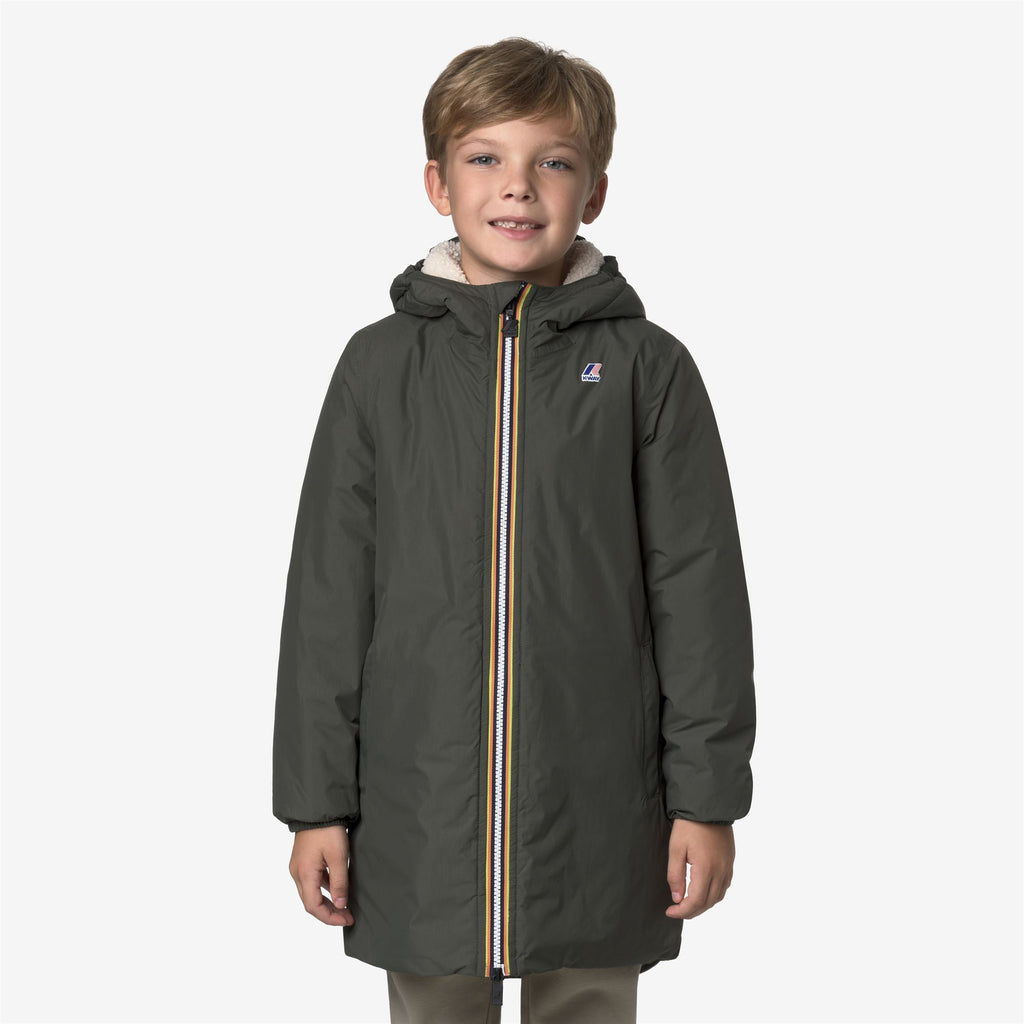 Jackets_KID UNISEX_P. LE VRAI 4.0 EIFFEL ORSETTO_3/4 Length_GREEN BLACKISH - Commercial 4
