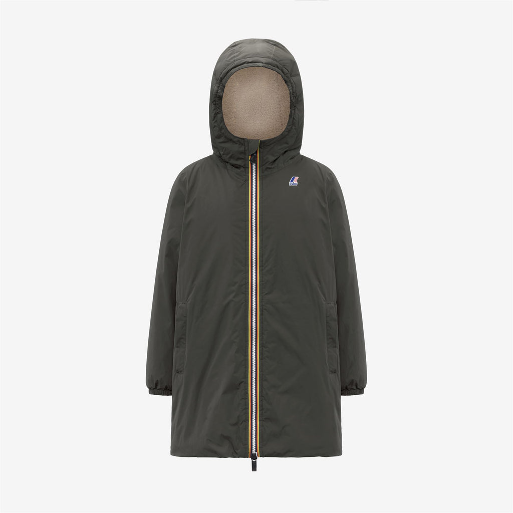 Jackets_KID UNISEX_P. LE VRAI 4.0 EIFFEL ORSETTO_3/4 Length_GREEN BLACKISH - Commercial 1