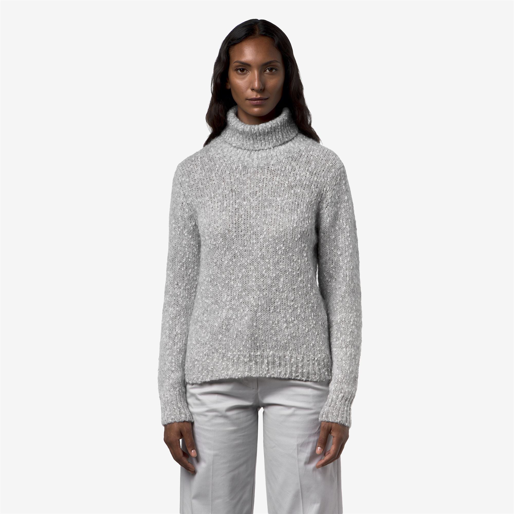 Knitwear_Woman_CORINE COCCOLA YARN_Pull Over_GREY - WHITE - Commercial 4