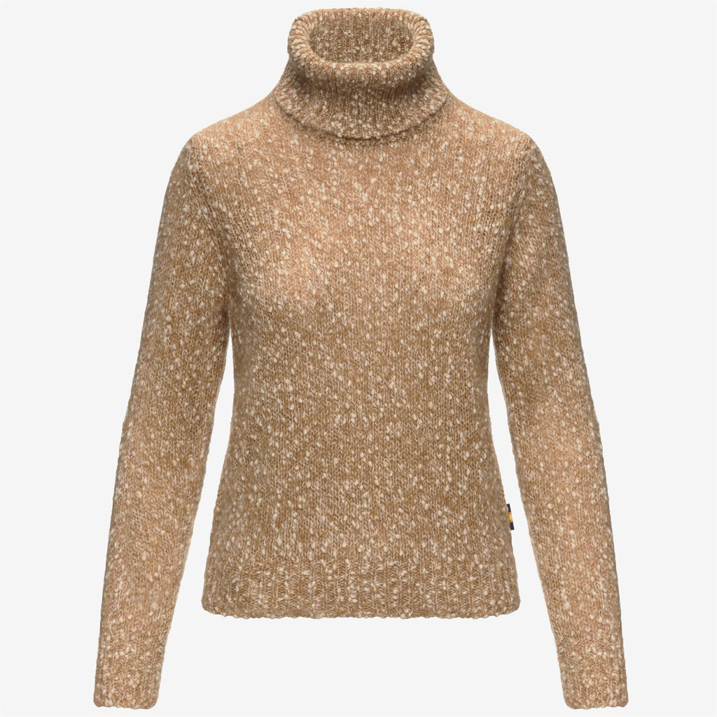 Knitwear_Woman_CORINE COCCOLA YARN_Pull Over_BROWN - WHITE - Commercial 1