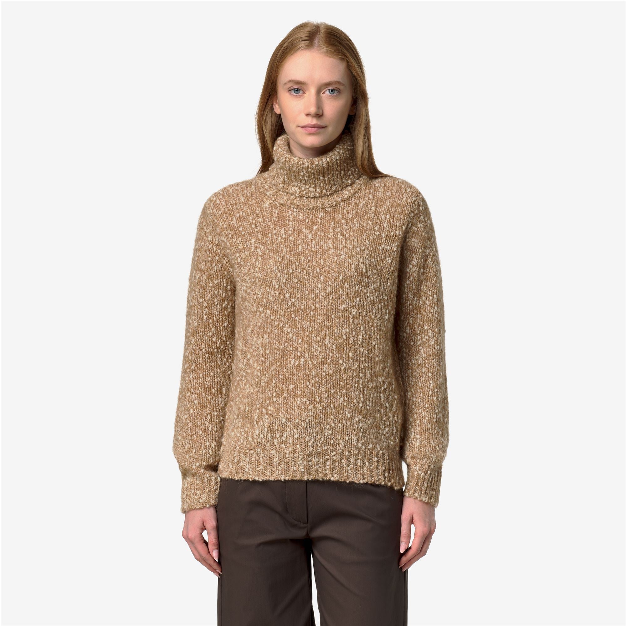 Knitwear_Woman_CORINE COCCOLA YARN_Pull Over_BROWN - WHITE - Commercial 4