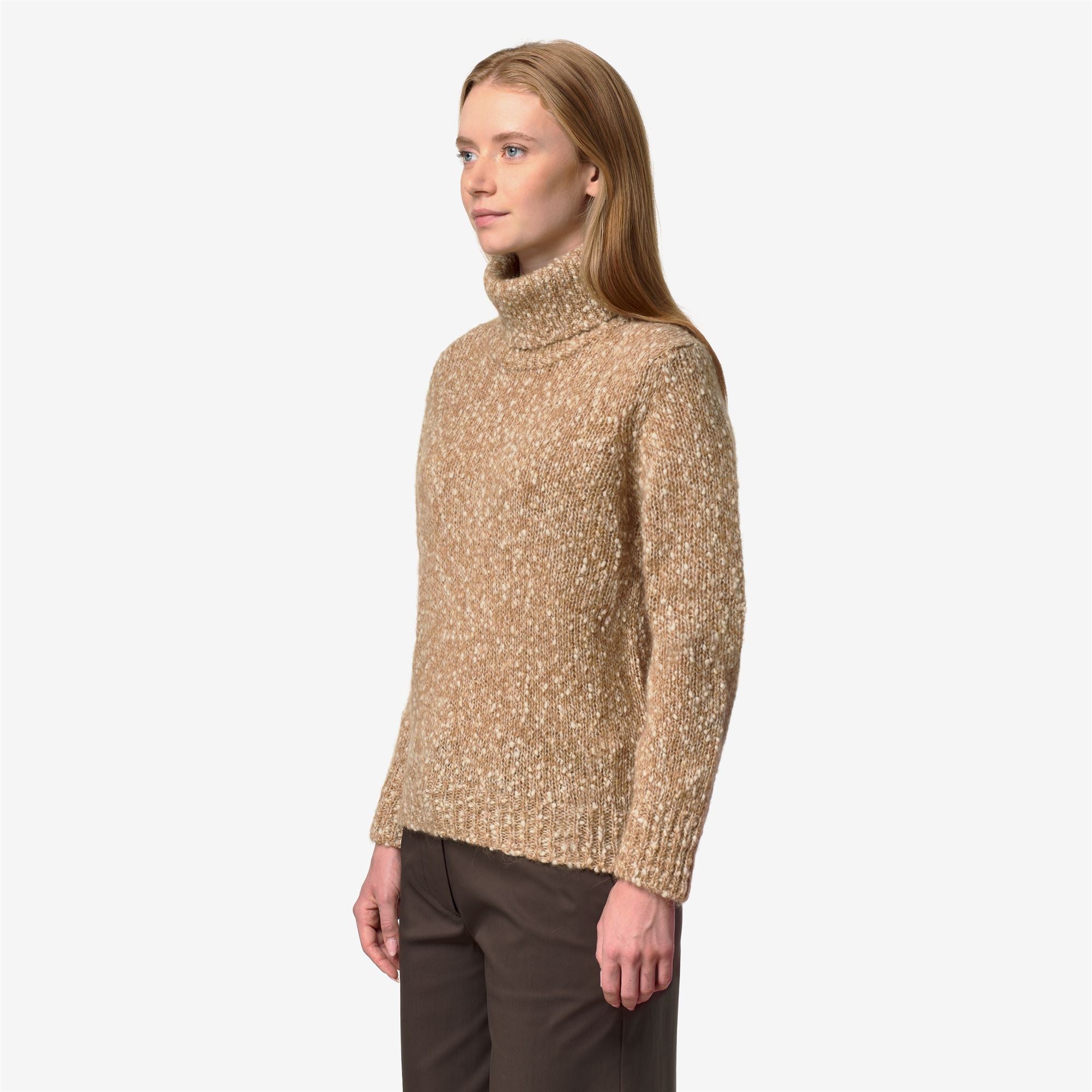 Knitwear_Woman_CORINE COCCOLA YARN_Pull Over_BROWN - WHITE - Commercial 5