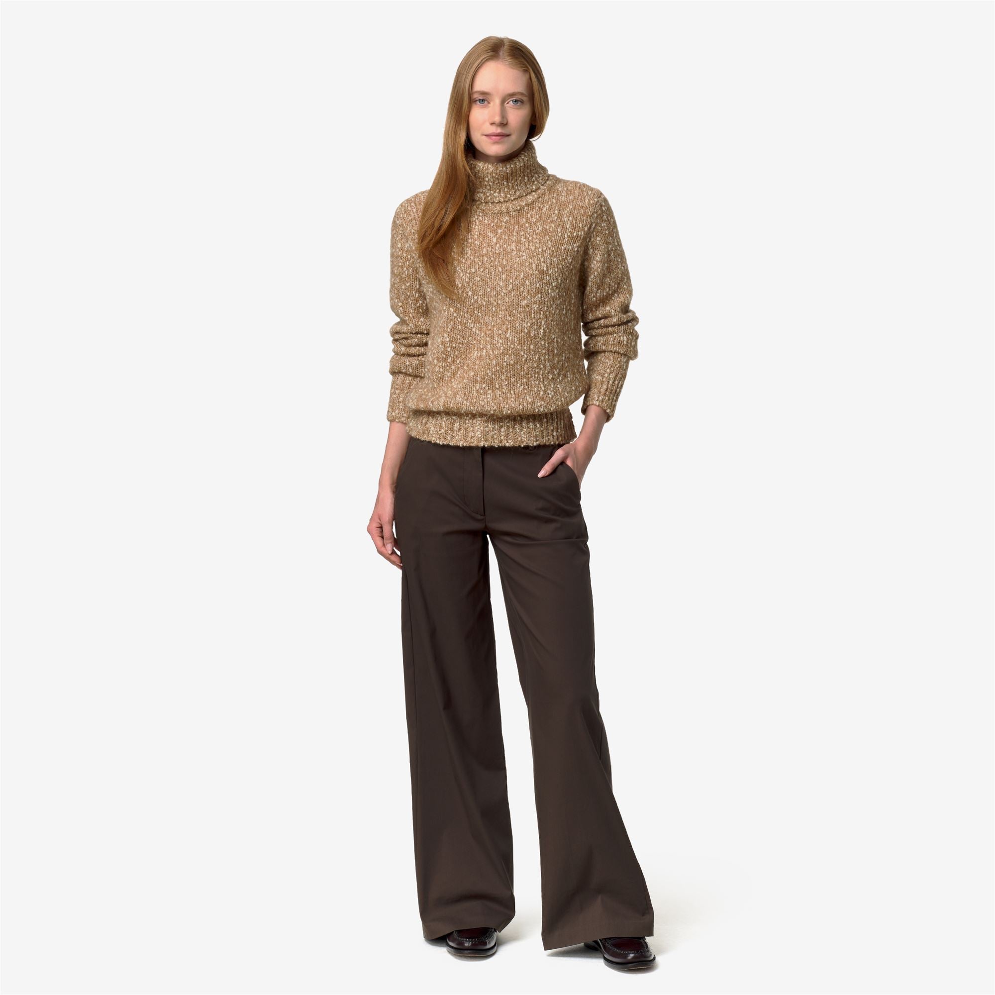 Knitwear_Woman_CORINE COCCOLA YARN_Pull Over_BROWN - WHITE - Commercial 7
