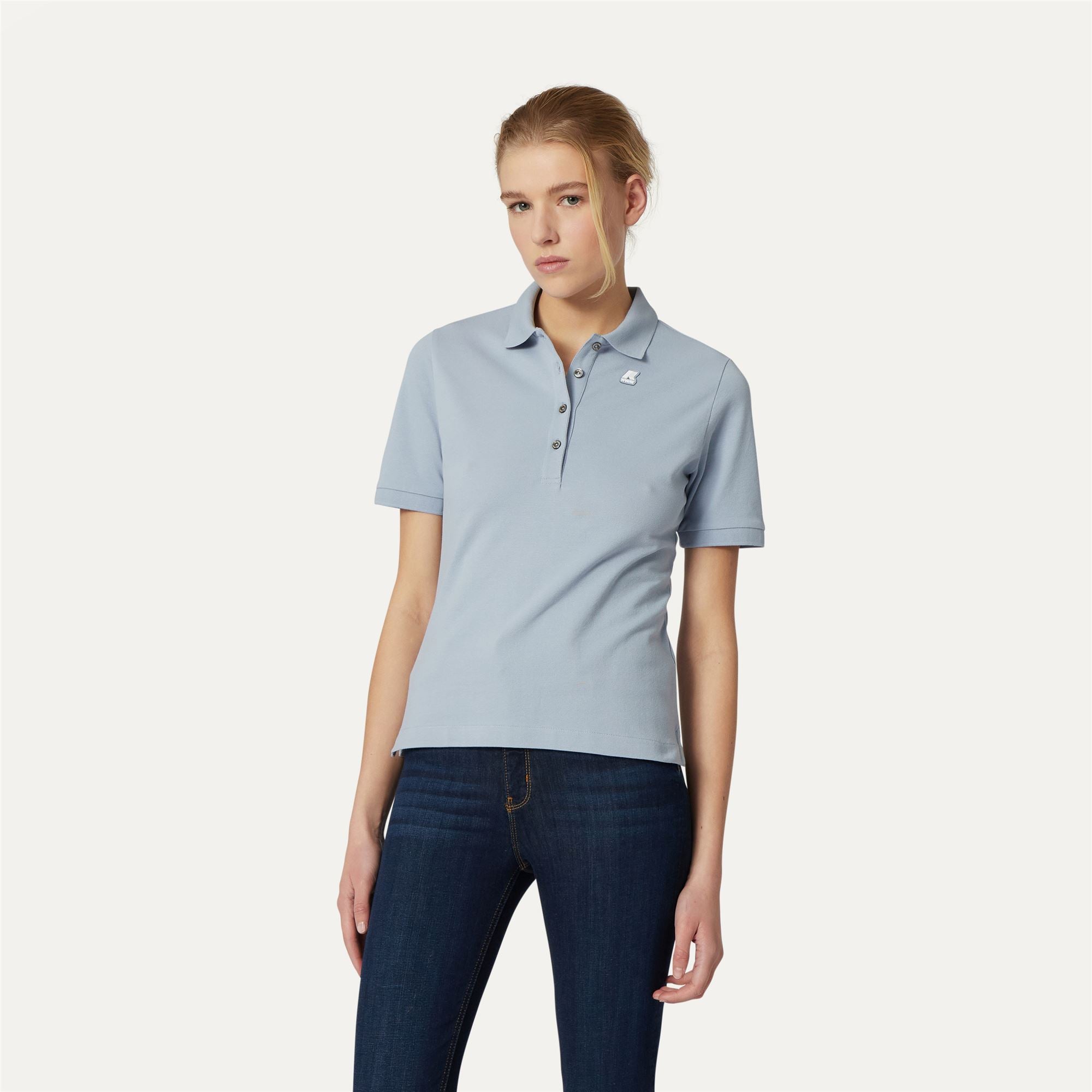 Polo Shirts_WOMAN_ALI_Polo_AZURE BLIZZARD - Commercial 4