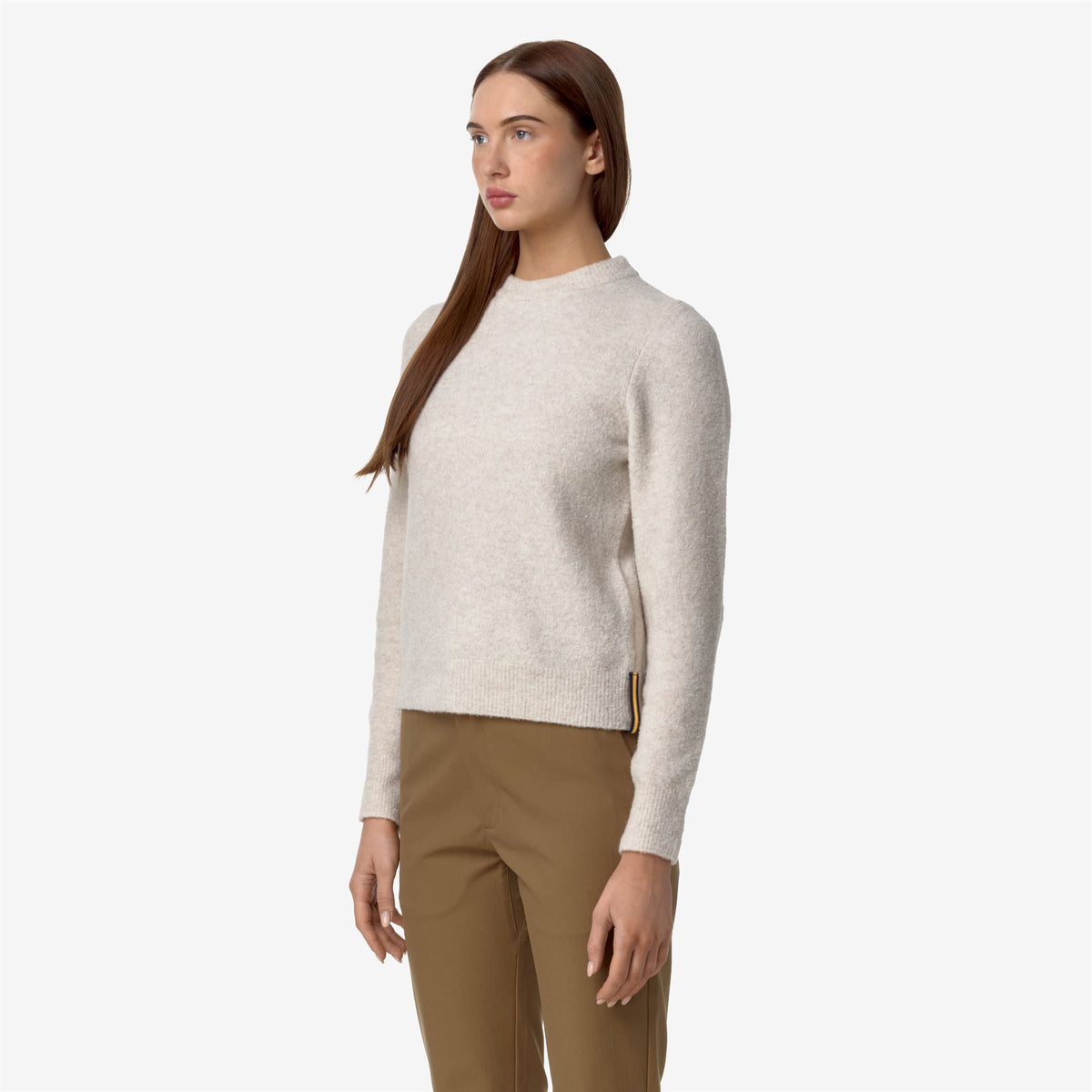 Knitwear_WOMAN_CLARISSE WOOL MERINO BOUCLE_Pull Over_Beige  Moonbeam - Commercial 5