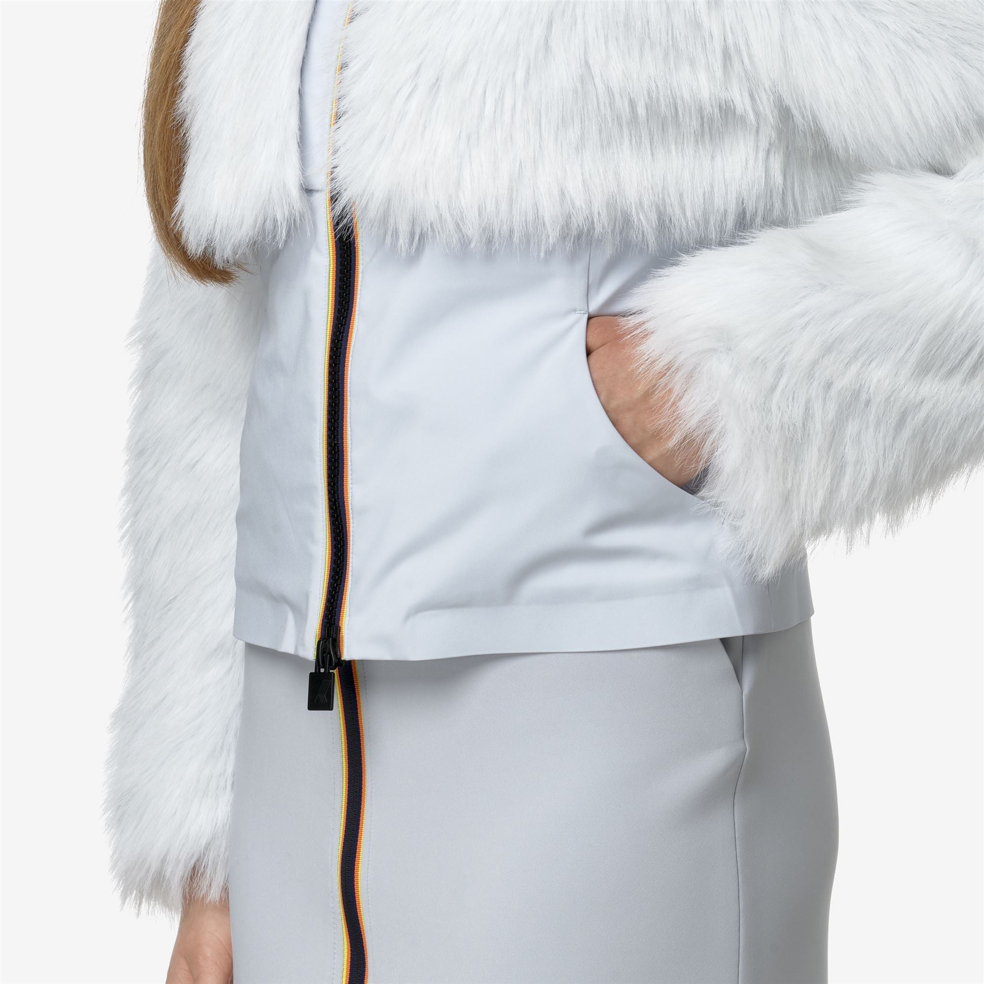 Jackets_WOMAN_MEL ECO FUR BONDED_Short_Grey Lilla - Black Ash - Commercial 7