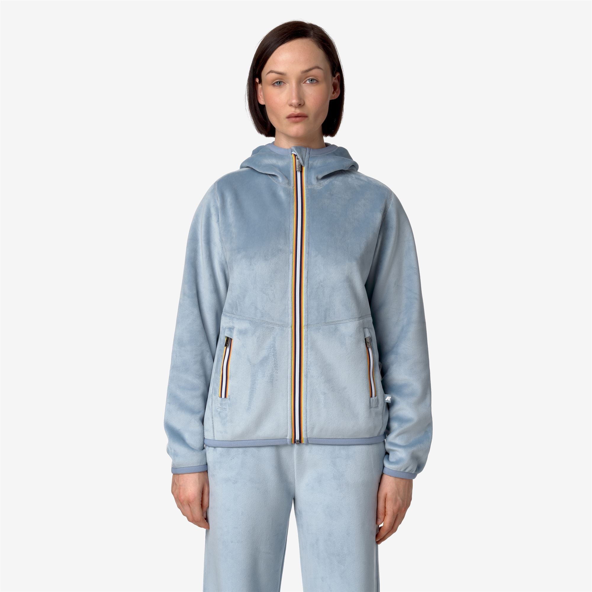 Fleece_WOMAN_LILY VELOUR POLAR DOUBLE_Jacket_Blue A-Blue A - Commercial 4