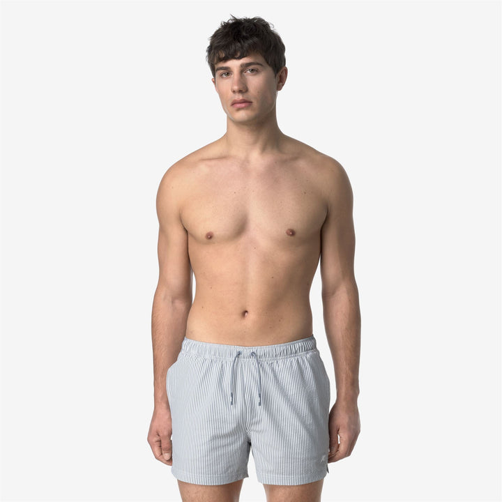 HAZEL MID STRIPES BEACH - Bathing Suits - Swimming Trunks - MAN - WHITE-GREY MD