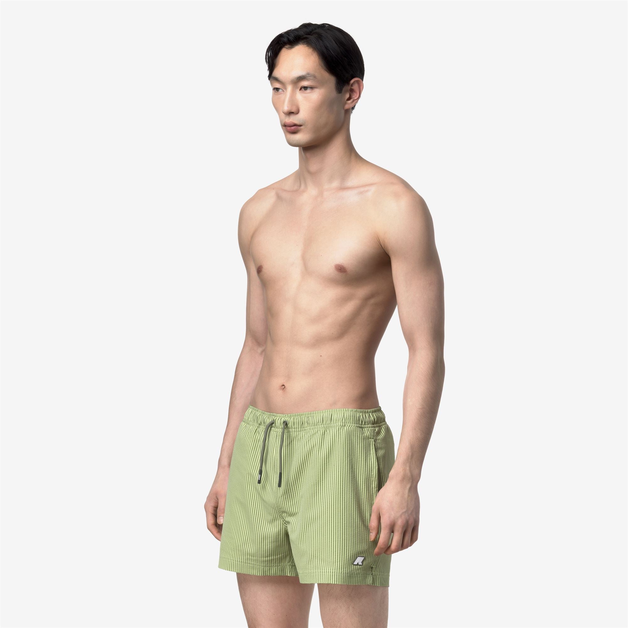 Bathing Suits_Man_HAZEL MID STRIPES BEACH_Swimming Trunks_Green Dk Lime - Green Lichen - Commercial 5