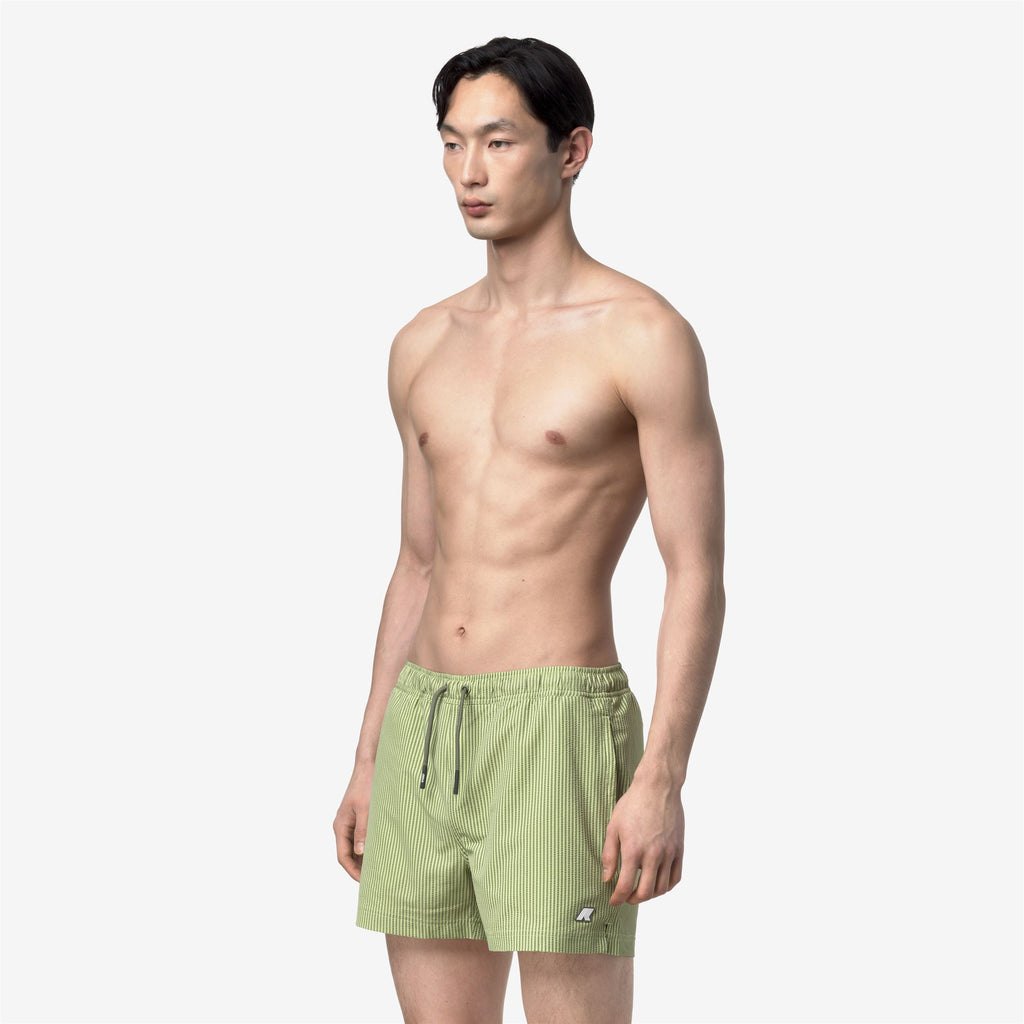 Bathing Suits_Man_HAZEL MID STRIPES BEACH_Swimming Trunks_Green Dk Lime - Green Lichen - Commercial 5