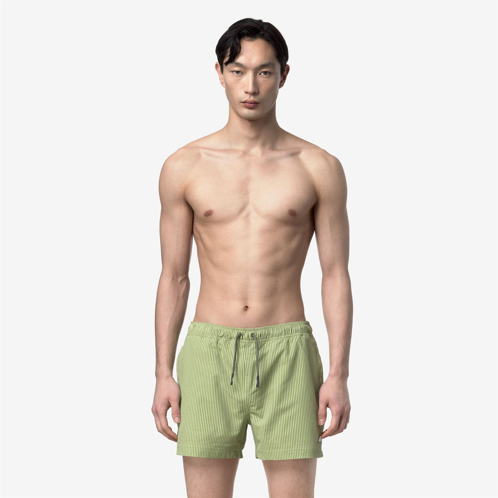 Bathing Suits_Man_HAZEL MID STRIPES BEACH_Swimming Trunks_Green Dk Lime - Green Lichen - Commercial 4