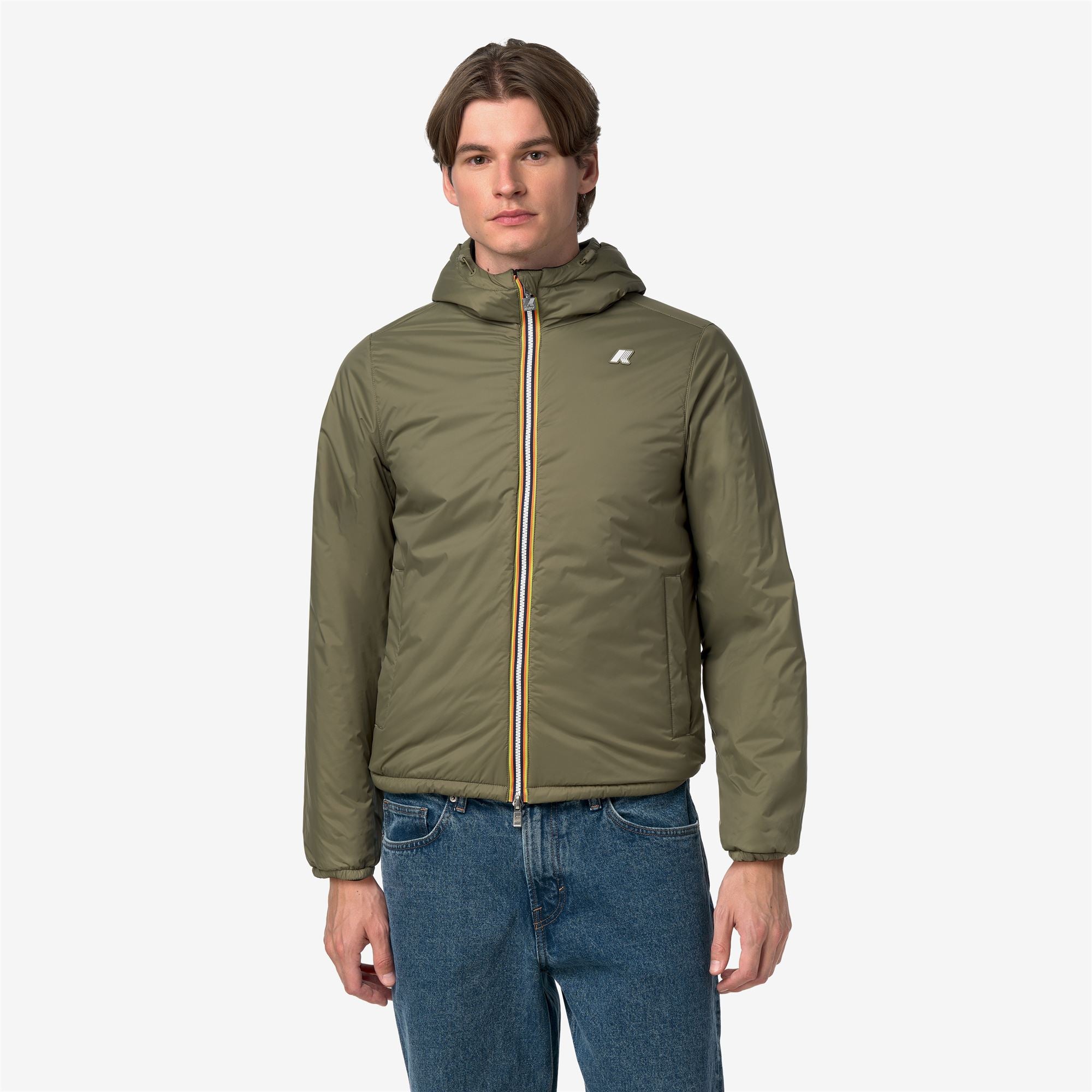 Jackets_Man_JACK SPACER NYLON DOUBLE_Short_Black Pure - Green Army - Commercial 3