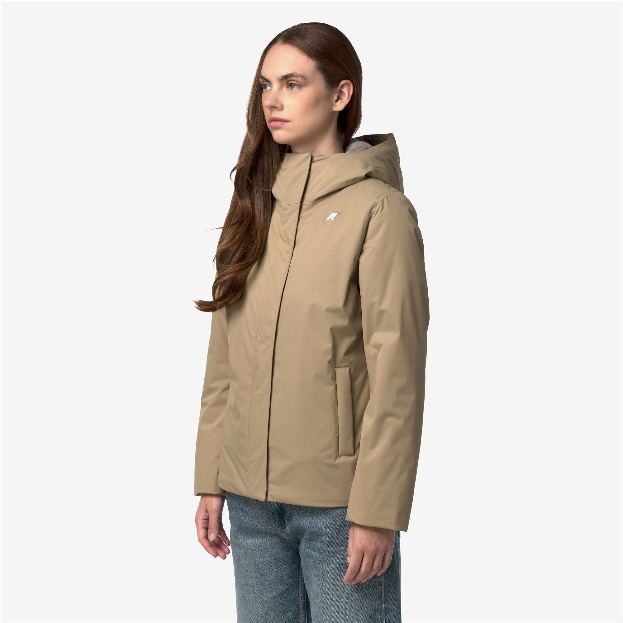 Jackets_Woman_LIL TWILL SOFT BEAVER_Short_Beige Khaki - Grey Warm - Commercial 5
