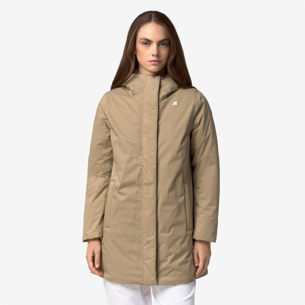 Jackets_Woman_SOPHIE TWILL SOFT BEAVER_3/4 Length_Beige Khaki - Grey Warm - Commercial 4