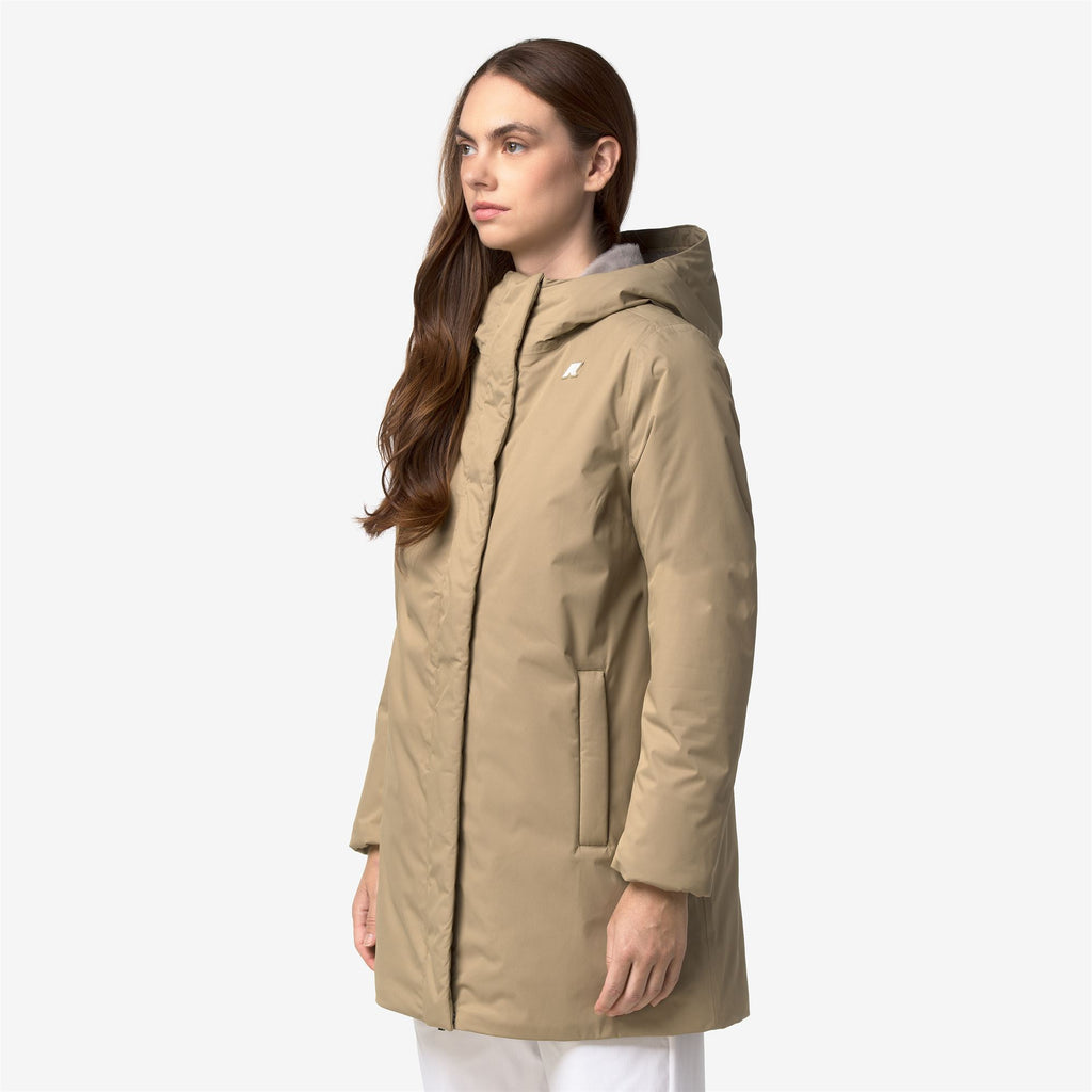 Jackets_Woman_SOPHIE TWILL SOFT BEAVER_3/4 Length_Beige Khaki - Grey Warm - Commercial 5