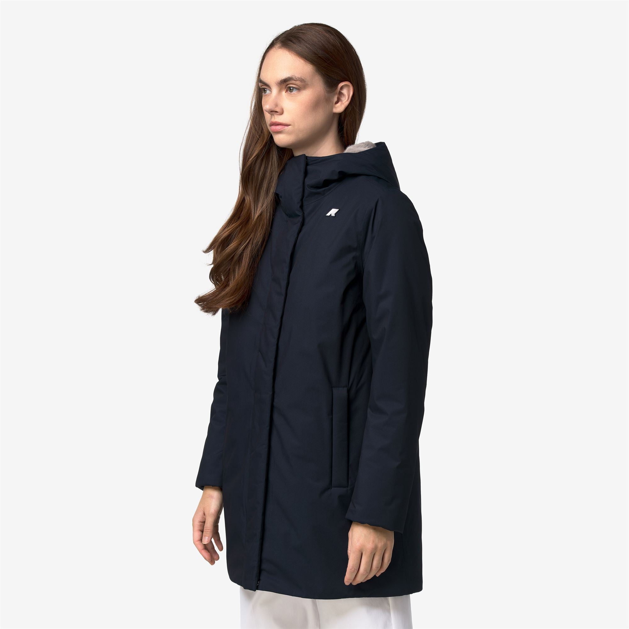 Jackets_Woman_SOPHIE TWILL SOFT BEAVER_3/4 Length_Blue D-Grey W - Commercial 5