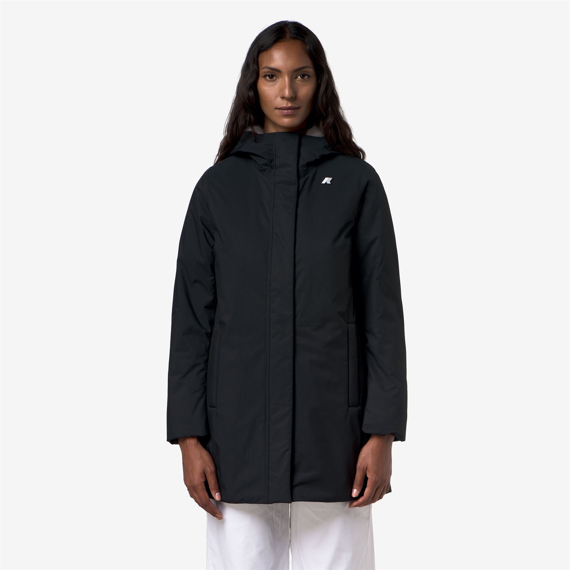Jackets_Woman_SOPHIE TWILL SOFT BEAVER_3/4 Length_Black Pure - Grey Warm - Commercial 4