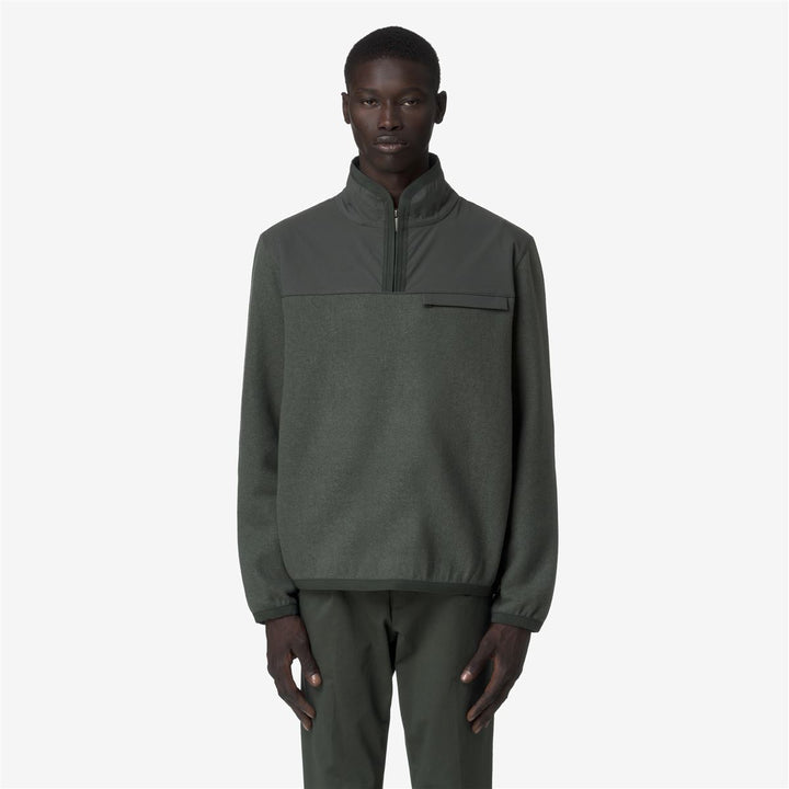FLEURY WOOL NYLON MIX - Fleece - Pull  Over - MAN - GREEN BLACKISH-Blue Airforce 2
