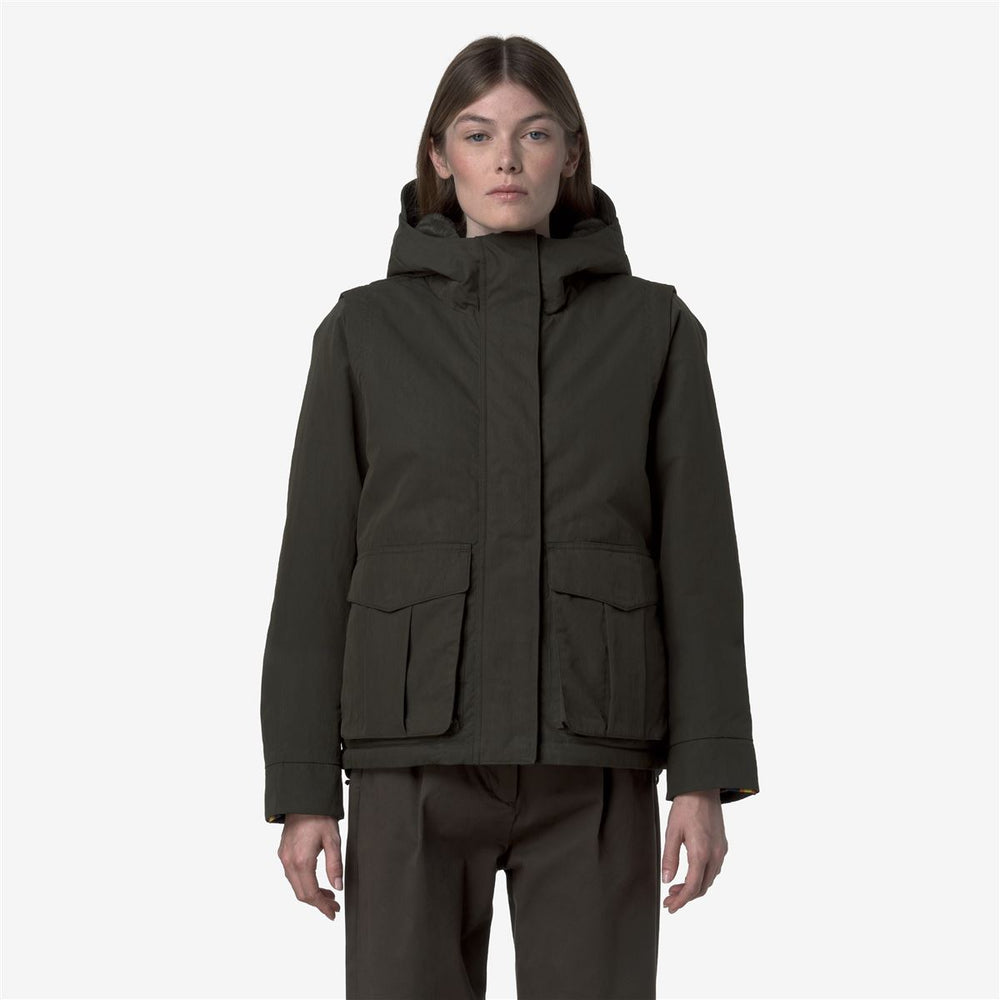 IDELER COTTON FEEL - Jackets - Short - WOMAN - Green Blackish-Green Blackish FUR 02