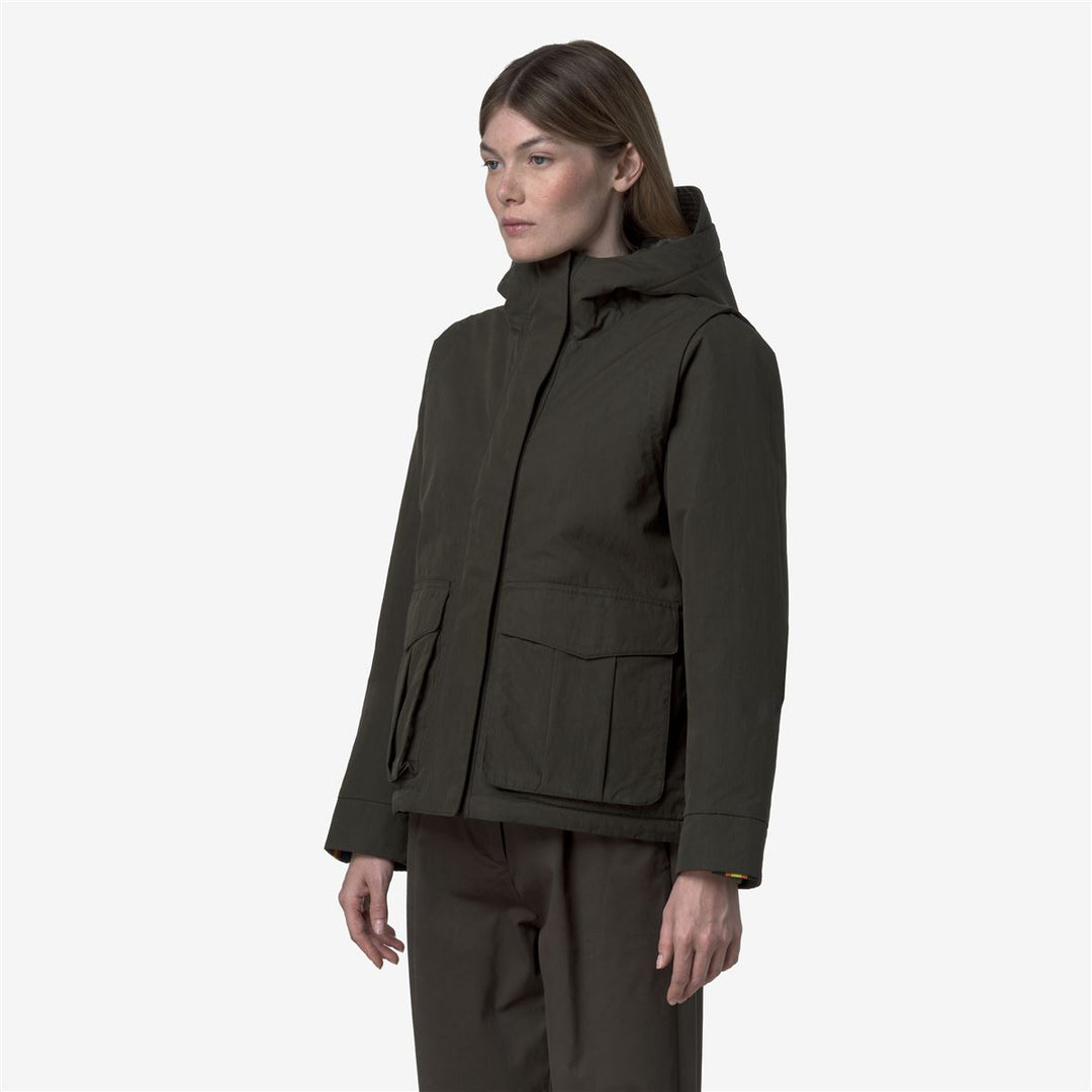 IDELER COTTON FEEL - Jackets - Short - WOMAN - Green Blackish-Green Blackish FUR main