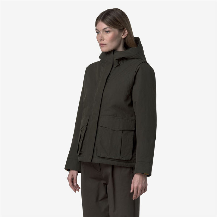 IDELER COTTON FEEL - Jackets - Short - WOMAN - Green Blackish-Green Blackish FUR 3