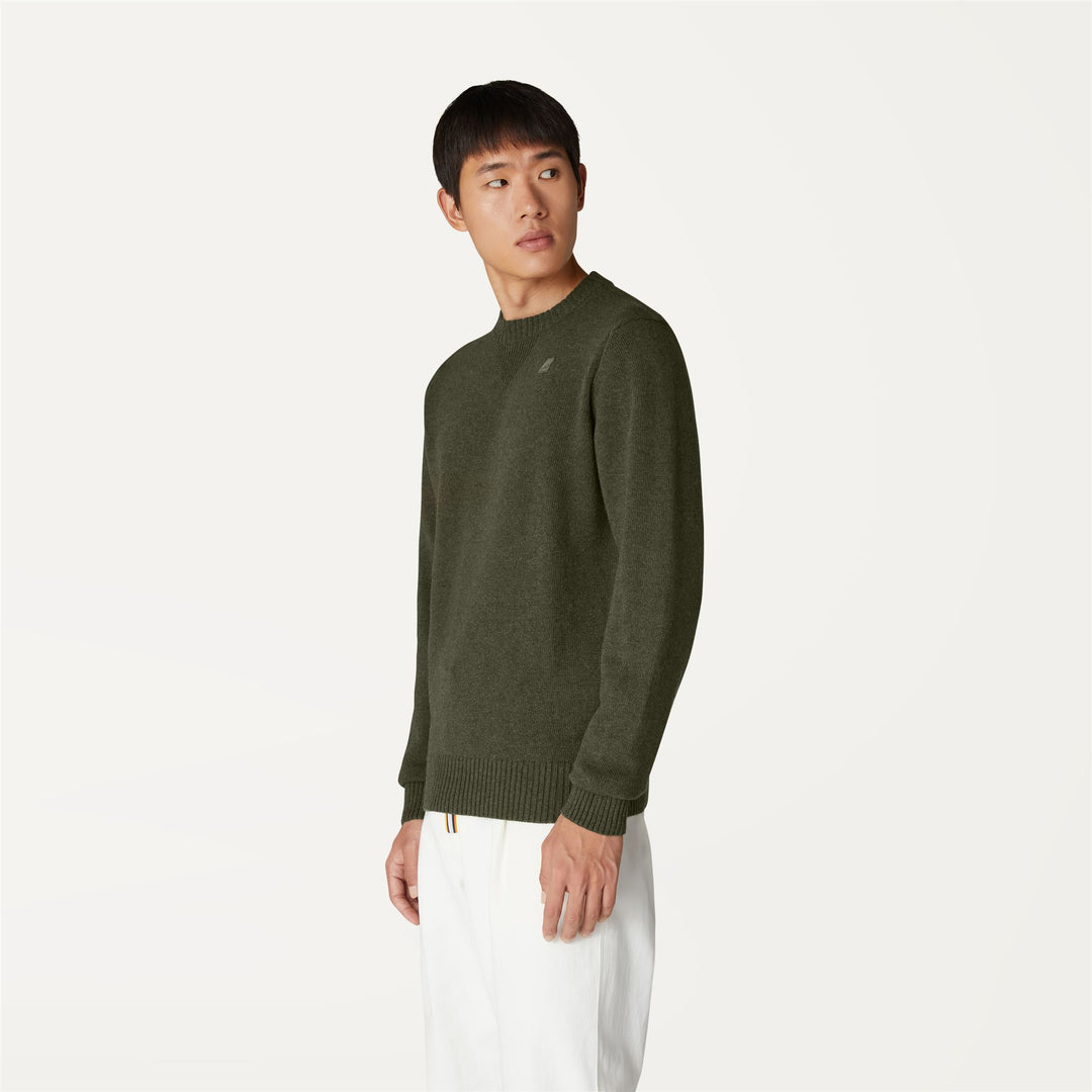 SEBASTIEN LAMBSWOOL - Knitwear - Pull  Over - MAN - GREEN BLACKISH